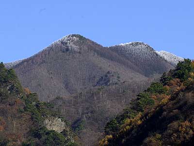 遠くの山の霧氷