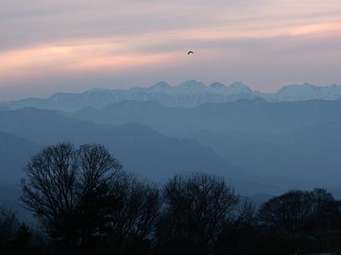 北アルプス夕景