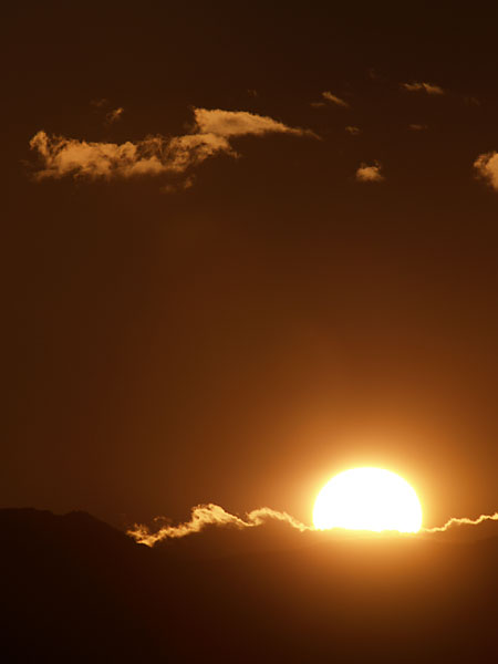 冬至の日の夕日