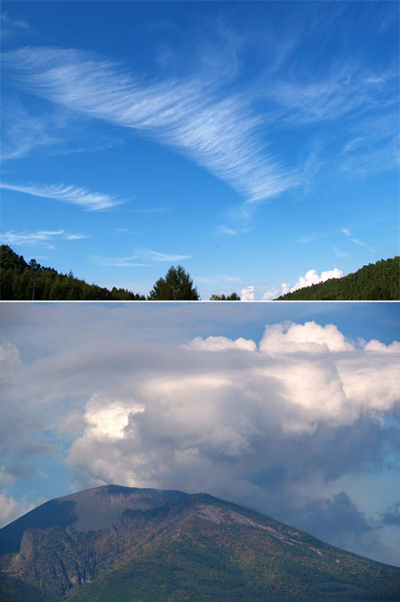 秋の空と浅間山の噴煙