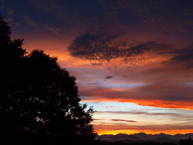 夕焼けの北アルプス