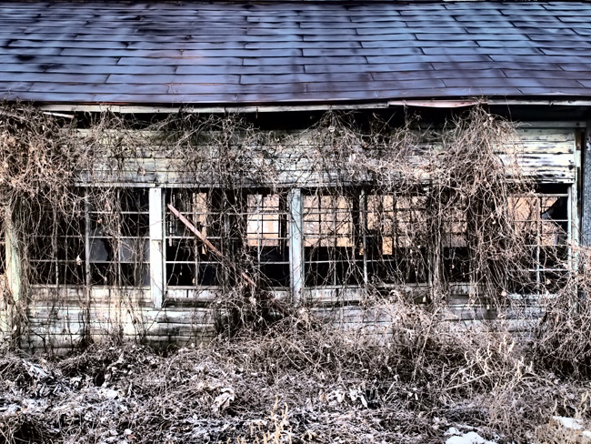 廃屋をドラマチックトーンで