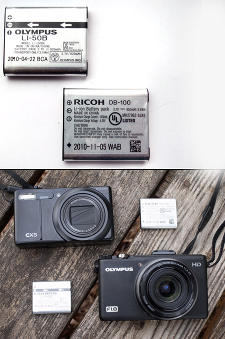 共通な電池（OLYMPUS XZ-1　リコーCX5）