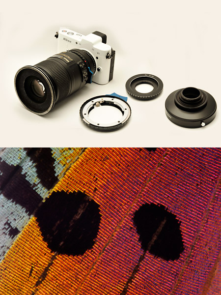 ニコン１に85mmマイクロを付ける