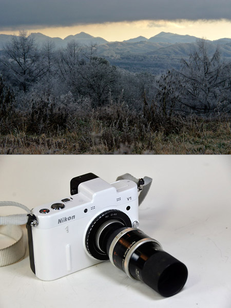 YVAR 75mmをニコン１に装着