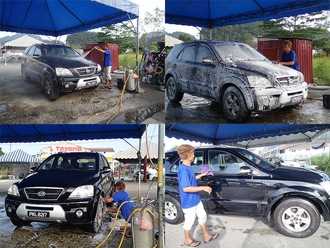 マレーシアの洗車屋さん