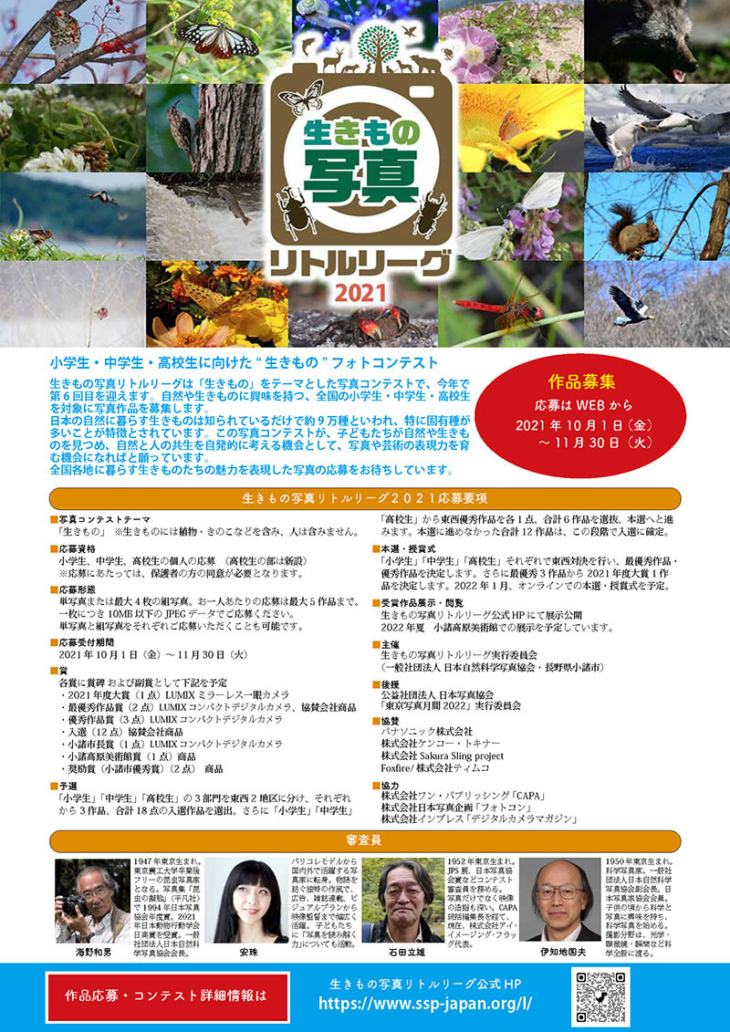 第6回生きもの写真リトルリーグの応募がはじまります